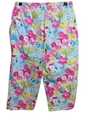 Napa Valley Petites Bright Floral Capri Pants in Pink, Blue & Yellow EC Size 14P